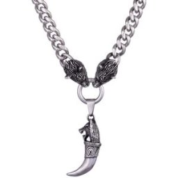 Northern Viking Jewelry pansar kedja 10 mm Fenrir Wolf Head berlock NVJRS120