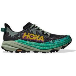 HOKA Speedgoat 6 Dam, 36 2/3, BLACK / ALOE VERA