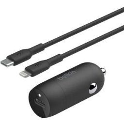 30W USB-C PD Car Charger With PPS W/PVC,C-LTG, 1m, Black