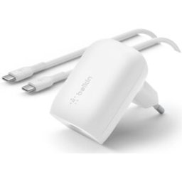 30w USB-C PD PPS Wall Charger, White w/1m PVC C-C cable