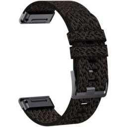 Tiera Garmin Fenix jacquard svart nylonarmband solkilukolla 22 mm quick release