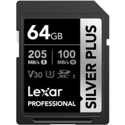 Lexar SDXC Professional Silver Plus 1066x UHS-I/U3/A2/4K R205/W100 (V30) - 64GB