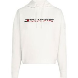 Tommy Hilfiger Cropped Logo Hoody Dam, Vit, XL
