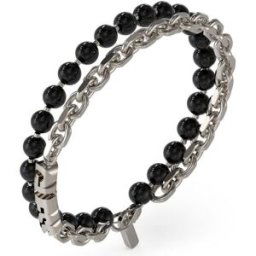 GUESS Edgy Double silver och svartfärgat onyxarmband JUMB04051JWSTBKL