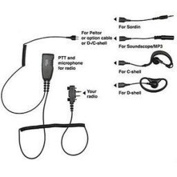 Icom PRO-U800LS/LA "6-in-1" for Peltor, Sordin, Soundscope and palm, Black PTT