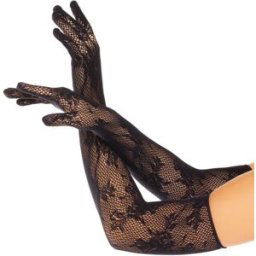 Leg Avenue Opera Length Floral Net Gloves Black