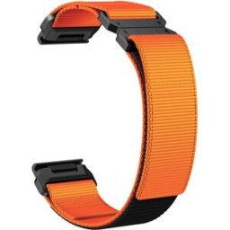 Tiera Garmin Fenix orange nylonarmband 26 mm med stålspänne och quick release
