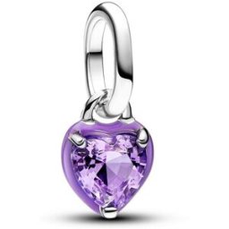 Pandora ME Purple Chakra Heart Mini Dangle Charm Sterling silver Enamel Man-made crystal Purple berlock 793042C04