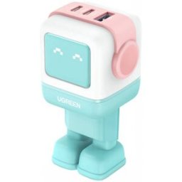 Ugreen Uno Robot Gan 65w Snabbladdare - 3 Port - Rosa/blå