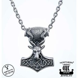 Northern Viking Jewelry Goat Thor's Hammer hänge NVJ-H-RS035