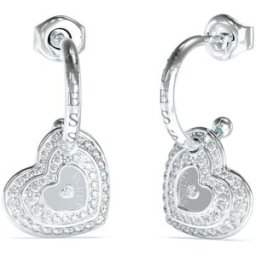 GUESS Love silverfärgade stora hjärtörhängen JUBE04032JWRHT/U