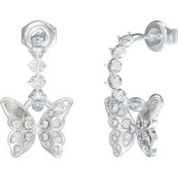 GUESS Chrysalis Pave silverfärgade stora fjärilörhängen JUBE04111JWRHT/U