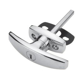 Förkromat T-handtag med nyckellåsning 8mm tapp