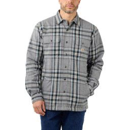 Carhartt Men's Flannel Sherpa Lined Shirt Jacket Asphalt S