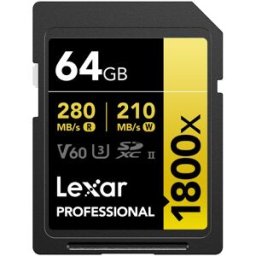 Lexar SDXC Professional 1800X 64GB UHS-II V60, 280MB/s