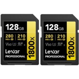 Lexar SDXC Professional 1800X 128GB UHS-II V60, 280MB/s - 2-pack