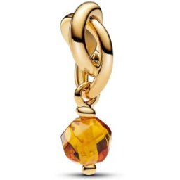 Pandora Moments 14k Gold-plated berlock with honey coloured crystal 763462C11