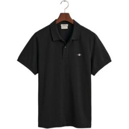 GANT Regular Fit Shield Pique Herr, Black, M