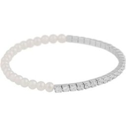 SNÖ of Sweden Mayfair pearl flexibelt armband silverfärgat/vit 1340-3400010
