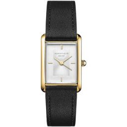 Rosefield Heirloom Modern White Dial Gold Black Leather HWBLG-H06