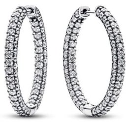 Pandora Timeless Pave Single-row Sterling silver hoops 293016C01