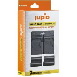 Jupio 2 st batterier motsv. Nikon EN-EL15c, inkl. dubbel USB-laddare