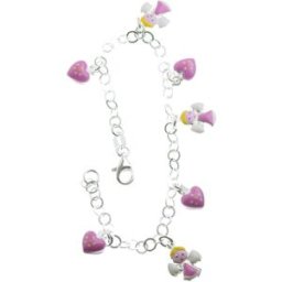 Övrigt Silver barn armband med emaljerat hjärta och ängel R160/16
