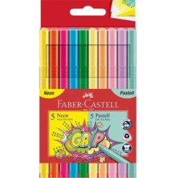 Fiberpenna FABER neon och pastell 10/fp