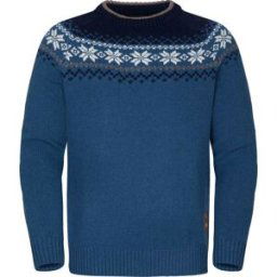 Gridarmor Men's Snøkrystall Round Neck Ullgenser Blue/White/Navy S