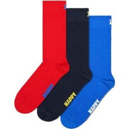 Happy Socks 3-Pack Solid Socks, Blue, 36-40