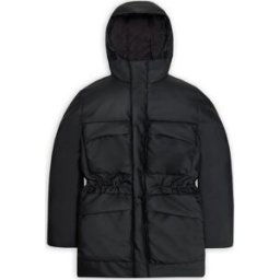 Rains Unisex Askim Long Insulated Cargo Jacket W3T4 Black XS