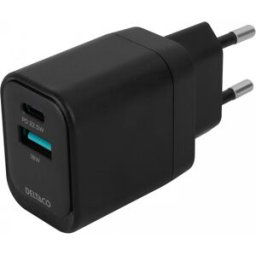 Deltaco Usb-C & Usb-A Väggladdare - Svart