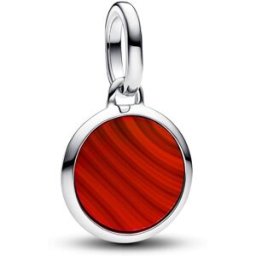 Pandora ME Engravable round sterling silver mini medaljongen with red Murano glass 793389C01