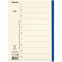 PÃ¤rmregister ESSELTE A4 1-10 BlÃ¥, flikfÃ¶rstÃ¤rkt 10st