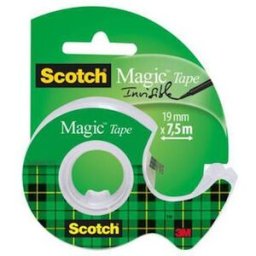 Dokumenttejp Scotch Magic 810 + HÃ¥llare, osynlig, 19mm x 7,5m 12st