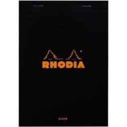 Rhodia head stapled pad black NÂ°16 plain 10st