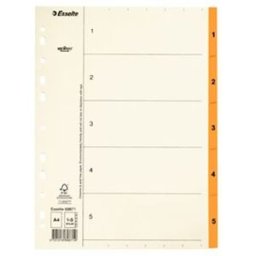PÃ¤rmregister ESSELTE A4 1-5 Orange, flikfÃ¶rstÃ¤rkt 20st