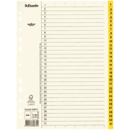 PÃ¤rmregister ESSELTE A4 1-31 Gul, flikfÃ¶rstÃ¤rkt