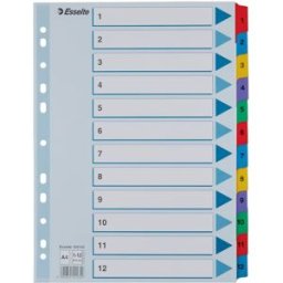 Register ESSELTE Mylar A4 1-12 multifÃ¤rgat