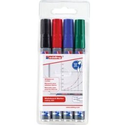 Whiteboardpenna EDDING 250, konisk, 4 fÃ¤rger/fp