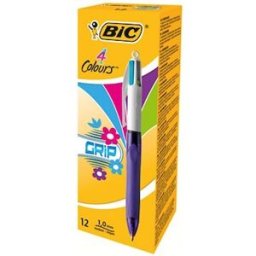 BlÃ¤ckkulpenna BIC 4 Colours Grip Fashion, 12st 12st