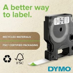 MÃ¤rkband Dymo Rhino Perm, polyester, svart/vit, 9mm, 10/fp