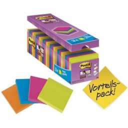 Post-itÂ® Supersticky mix + 3 gratis, 76x76mm, 24/FP