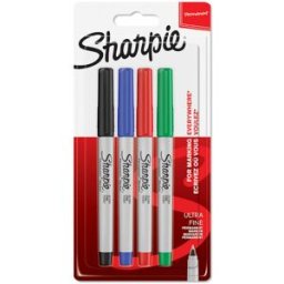Sharpie Ultra Fine mÃ¤rkpenna 0.3mm 4-Blister Svart/RÃ¶d/BlÃ¥/G 12st