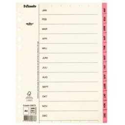 PÃ¤rmregister ESSELTE A4 Jan-Dec Rosa, flikfÃ¶rstÃ¤rkt 10st