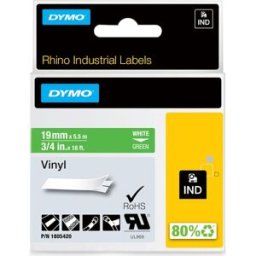 DYMO Rhino Industriell Tejp FÃ¤rgad Vinyl 19mm x 5.5m vit pÃ¥