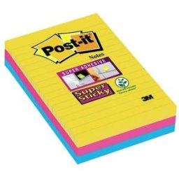 Post-it® Supersticky Rio Linjerad, 101x152mm, 3/FP