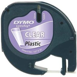 MÃ¤rkband Dymo LetraTag, plast, svart/transparent, 12mm