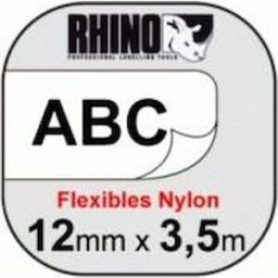 MÃ¤rkband Dymo Rhino Flex, nylon, svart/vit, 12mm