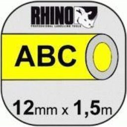 MÃ¤rkband Dymo Rhino Krympslang, svart/gul, 12mm, 5/fp